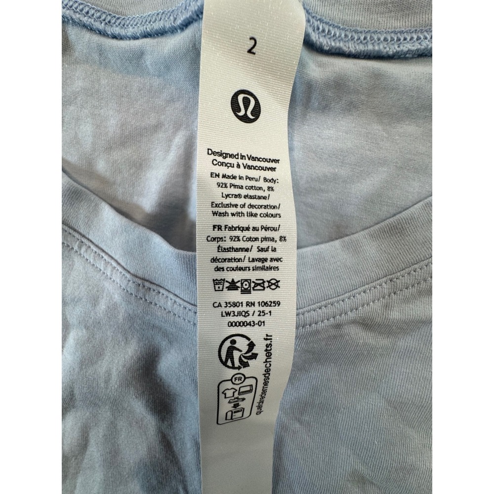 lululemon Cates Tee Relaxed Cropped Size 2 Pastel Blue Women NWT - Picture 5 of 9
